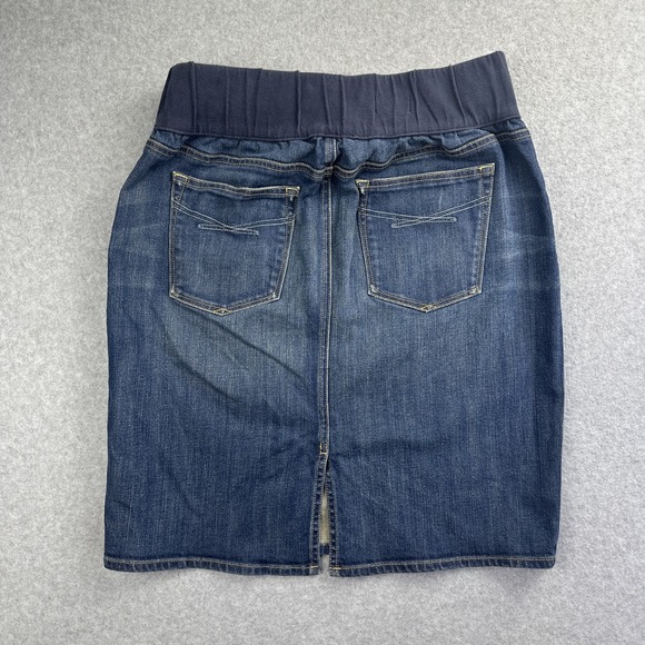 Gap 1969 Distressed Jean Skirt Stretch Waist Comfort Size 30/10 DP Bootcut - Picture 2 of 5